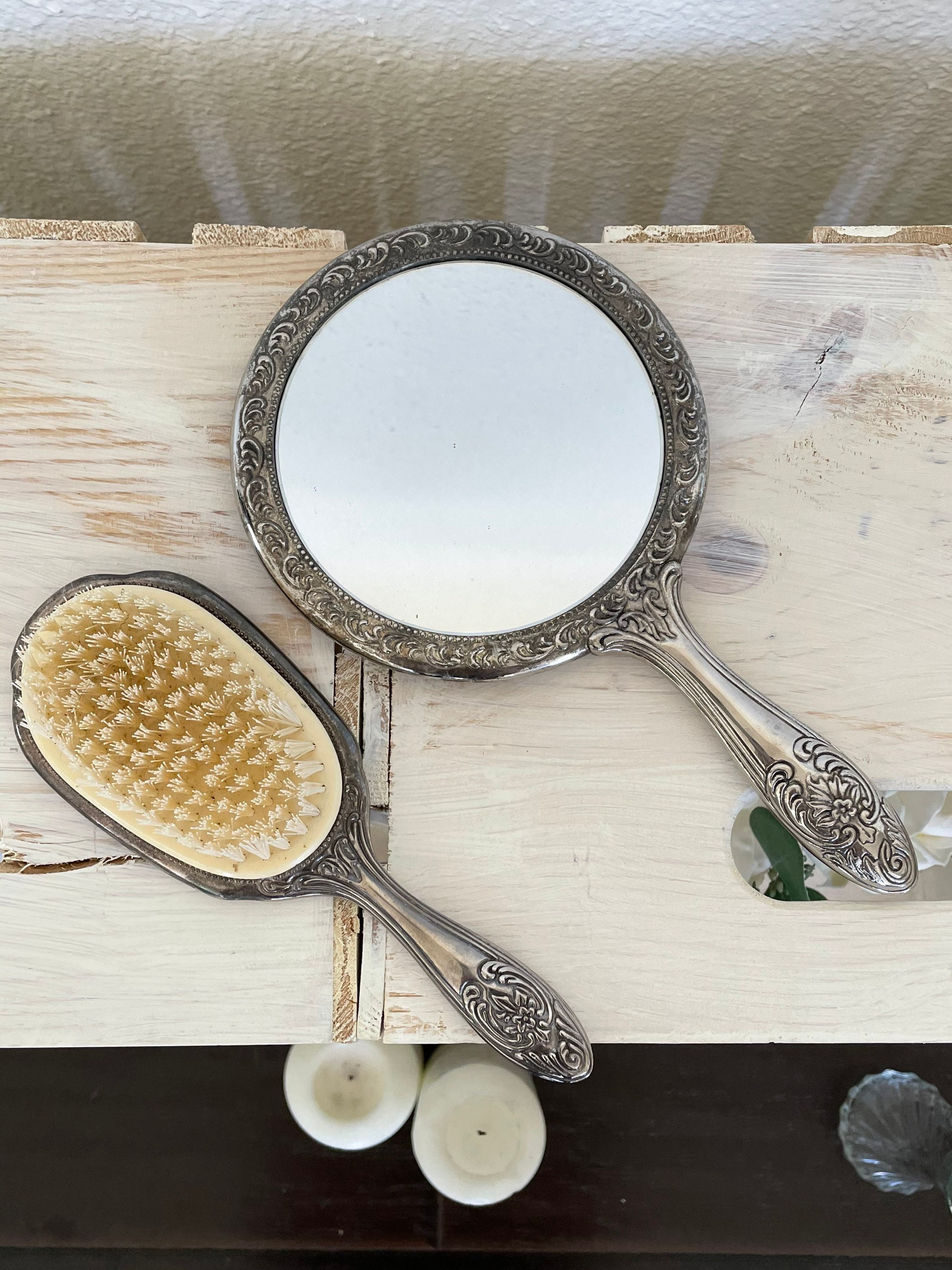 antique hand mirror and brush set antique hand mirror and brush set