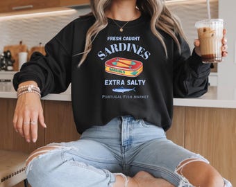 Sardines Sweatshirt, Trendy Summer Beach Pullover, Portugal Shirt, Unisex Heavy Blend Crewneck, Les Sardines Shirt, Tin Fish Shirt