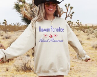 Sweat-shirt Hawaï, joli sweat-shirt ras du cou Hawaï, chemise vacances Hawaï, chemise fleurs Hawaï, chemise Maui Hawaï, chemise vacances