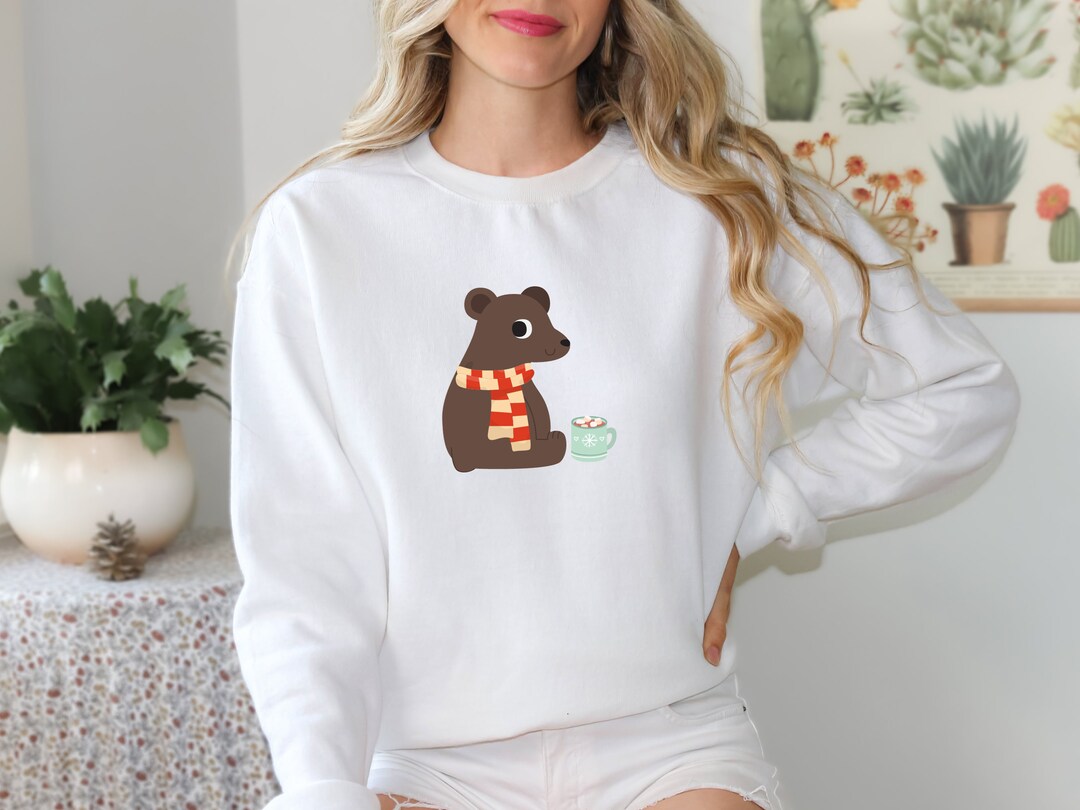 Bonjour Bear Print Crewneck Sweatshirt