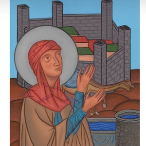 Matriarch Rebecca at the Well Digital hand drawn Byzantine Icon