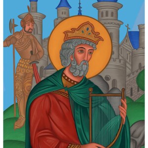 King David and his Kingdom Digital hand drawn Byzantine Icon