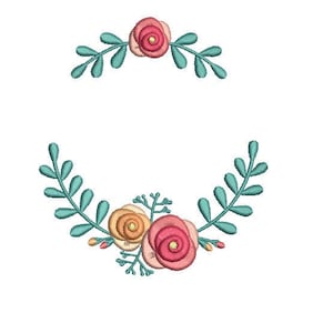 6 Sizes--Floral Wreath--Machine Embroidery Design--Instant download