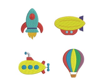 11 Sizes--Mini Transportation--Machine Embroidery Design Set--Instant download