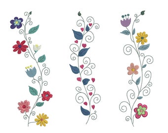 pix Embroidery Designs Simple Flower Corner Border Design border embroidery etsy