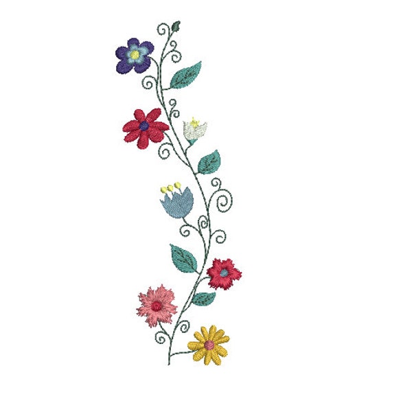 5 Sizes-Floral Border-Machine Embroidery Design--Instant download