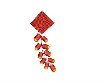 Mini Chinese New Year-Firecracker- Machine Embroidery Design-4 SIZES-Filled Stitch