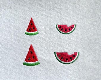 Set of 2 Mini Watermelon--Slice Half Watermelon Design--Machine Embroidery Design Set-6 Sizes-Instant download