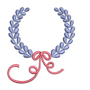 Bow Laurel Wreath for monogram and name--Machine Embroidery Design