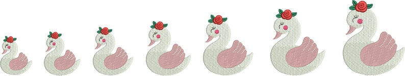 7 Sizes-Swan with Rose-Machine Embroidery Design--Instant download