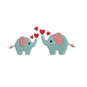 9 Sizes--Valentines  Elephants--Machine Embroidery Design--Instant download