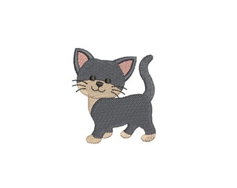 6 Sizes-Mini Cat--Machine Embroidery Design--Instant download