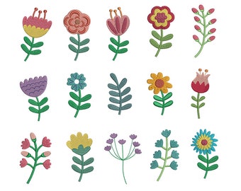 15 Designs-8 Sizes-Mini Flowers-Machine Embroidery Design Set--Instant download