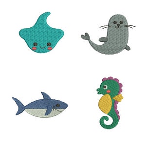 9 Sizes-Mini Sea Animals-Machine Embroidery Design Set--Instant download