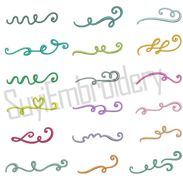 18 designs-15sizes-Curly Swirly Accent Set--Machine Embroidery Design