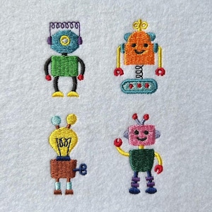 6 Größen--Mini Roboter--Maschinenstickerei Design Set--Sofortdownload