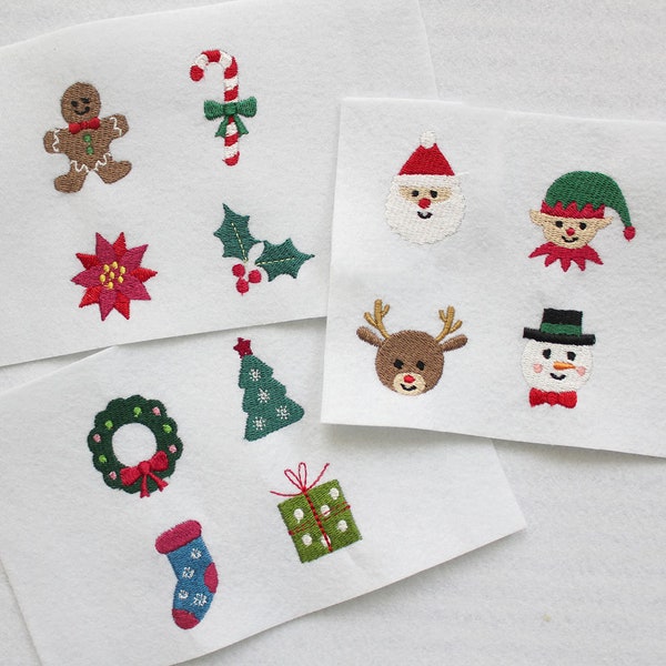 12 modèles--8 tailles--Mini Noël--Ensemble de motifs de broderie machine