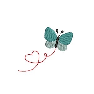 Mini Herz Schmetterling--9 Größen--Maschinenstickerei, Sofort download