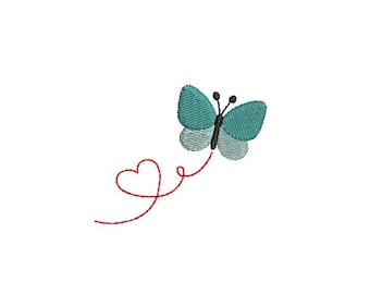 Mini Heart Butterfly--9 Sizes--Machine Embroidery Design--Instant download