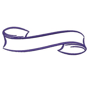May include: A purple banner with a white center, perfect for adding text or designs. The banner has a curved shape with detailed edges, ideal for embroidery or digital art projects.