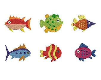 10 Sizes-Mini Tropical Fish- Machine Embroidery Design--Instant download