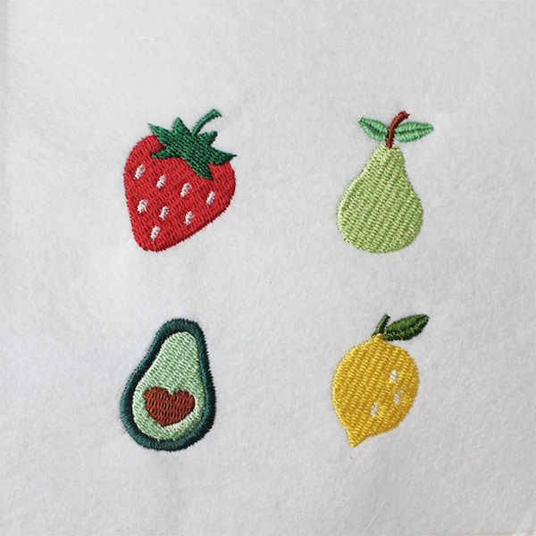 8 Tailles--Mini Fruits (Fraise,Poire,Avocado,Lemon)-Machine Embroidery Design Set--Téléchargement instantané