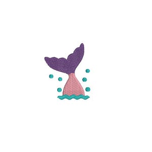 9 Sizes-Mini Mermaid Tail-Machine Embroidery Design--Instant download