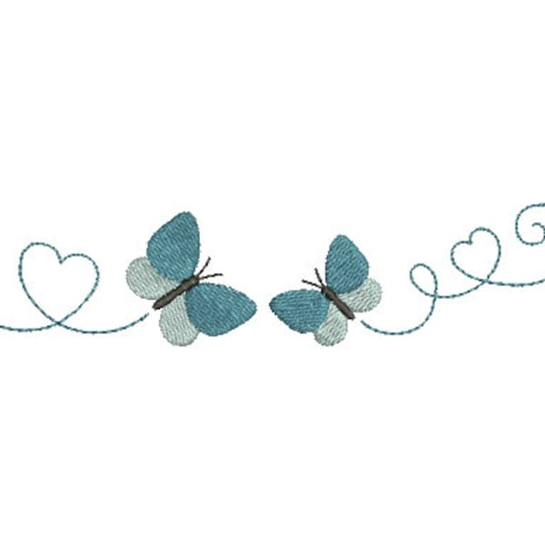 Butterfly Heart Border--4 Sizes--Machine Embroidery Design--Instant download