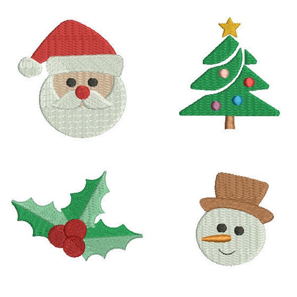 9 Size each--Christmas Set--Santa--Holly--Tree--Snowman--Machine Embroidery Design