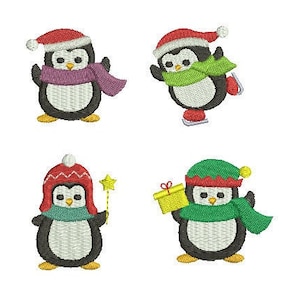 Mini Christmas Penguin-- Machine Embroidery Design Set