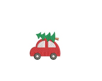 6 Sizes--Mini Christmas Tree Car--Machine Embroidery Design--Instant download