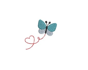 Mini Heart Butterfly--9 Sizes--Machine Embroidery Design--Instant download