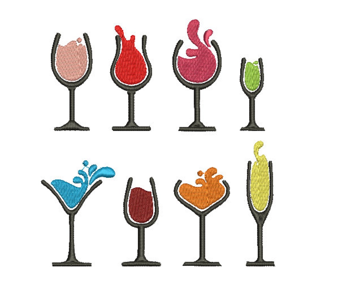 Winemachine Embroidery Design Etsy