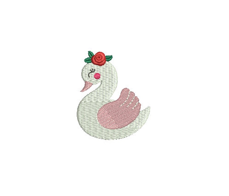 7 Sizes-Swan with Rose-Machine Embroidery Design--Instant download