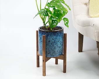 Plant Stand - with Plant Pot - Planter with Stand - Ceramic Pot - White, Black, Grey - Live Plant Not Included