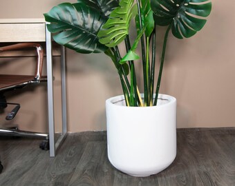 Extra Large Planter - Indoor and outdoor Planter - Cylinder Pots  -  Light Concrete Clay Pot - Plants not included