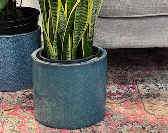 10 inch Planter -Ceramic Planter - mid century modern -  10" Cylinder Pots - Indoor Planter  - Plants not included