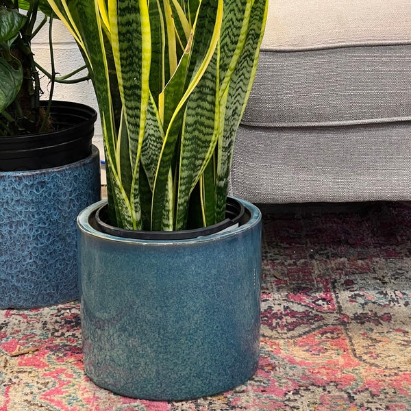 10 inch Planter -Ceramic Planter - mid century modern -  10" Cylinder Pots - Indoor Planter  - Plants not included