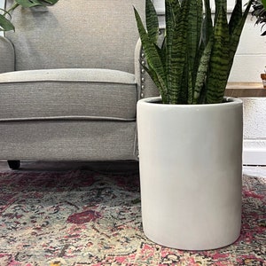 Tall Ceramic Pot - Extra Large Cylinder Planter - 12 inch Pot - Mid century Modern - Minimalist - Home Decor - Plant Gift