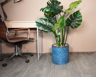 Ceramic Cylinder Pot - Mid Century Modern Planter - Extra Large 13&#39;&#39; With Drainage Hole - Planters - Large Indoor Plant Pots - Flower Pot