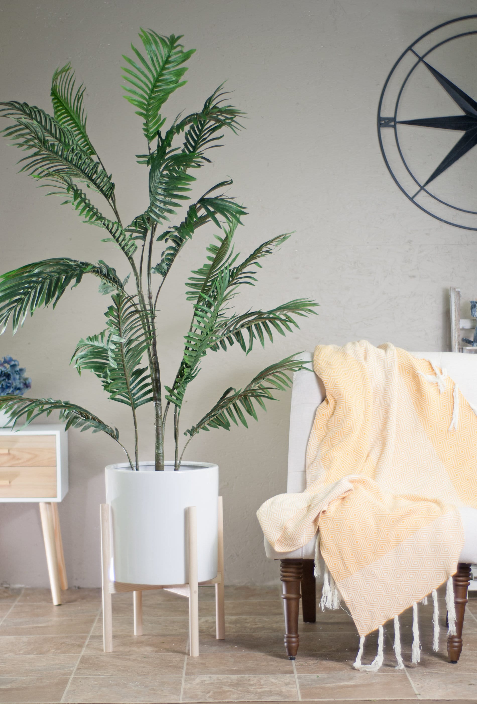 Large Planter With Stand -wood Plant Stand-large Ceramic Cylinder