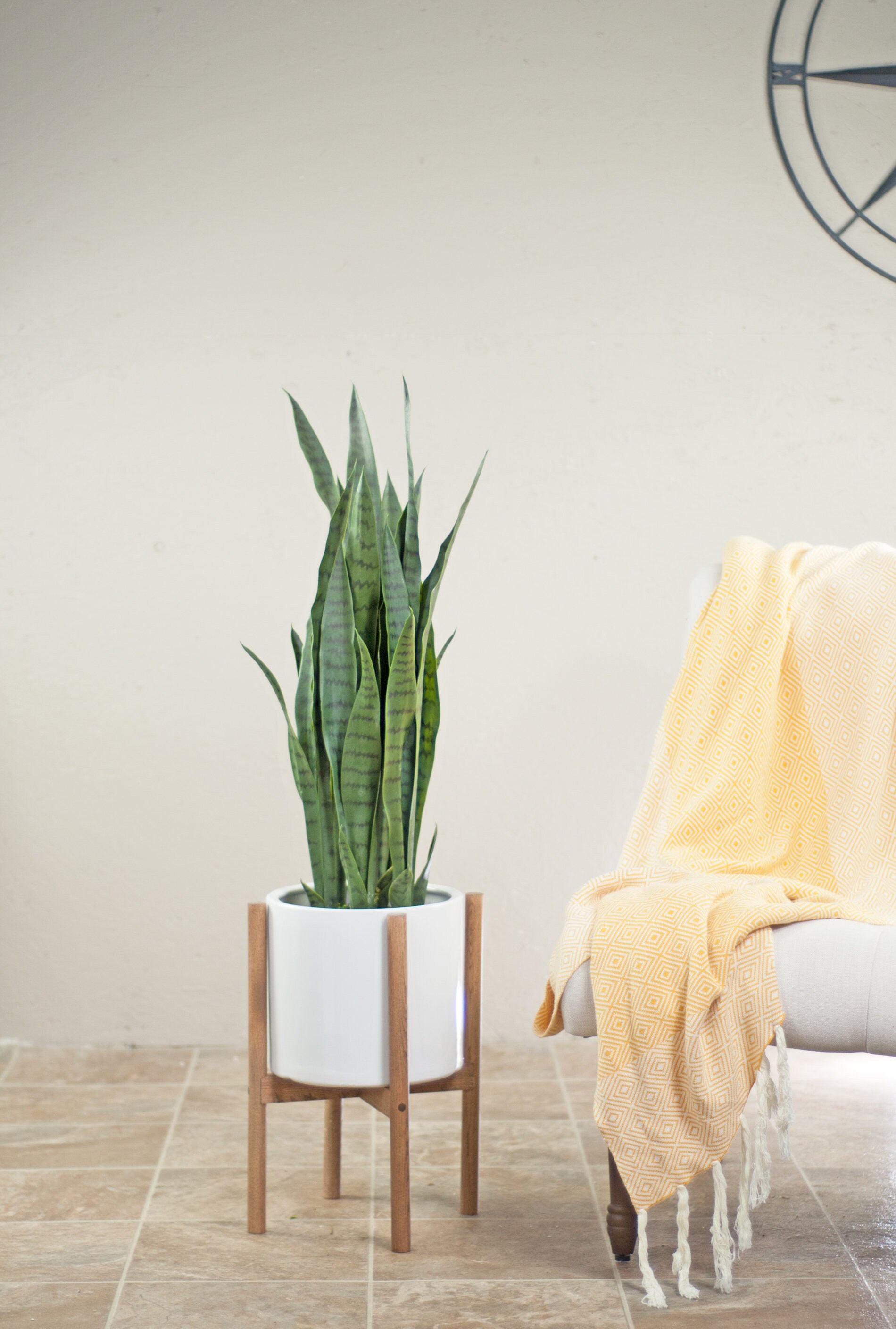 Large Planter With Stand - Mid Century Modern - Wood Plant Stand