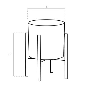 Large Modern planter with Stand Ceramic Cylinder Pot 13'' Black Plant Stand Mid-century Plant Stand With Pot/Planter image 7