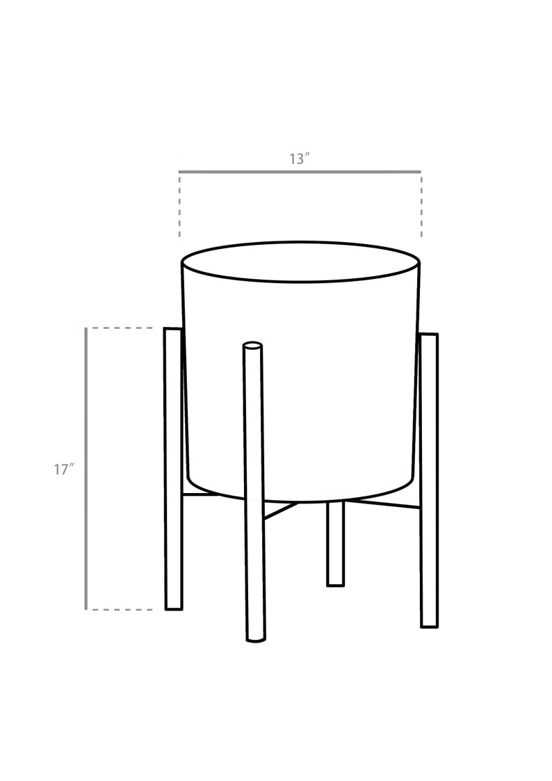 Large Modern planter with Stand Ceramic Cylinder Pot 13'' Black Plant Stand Mid-century Plant Stand With Pot/Planter image 7