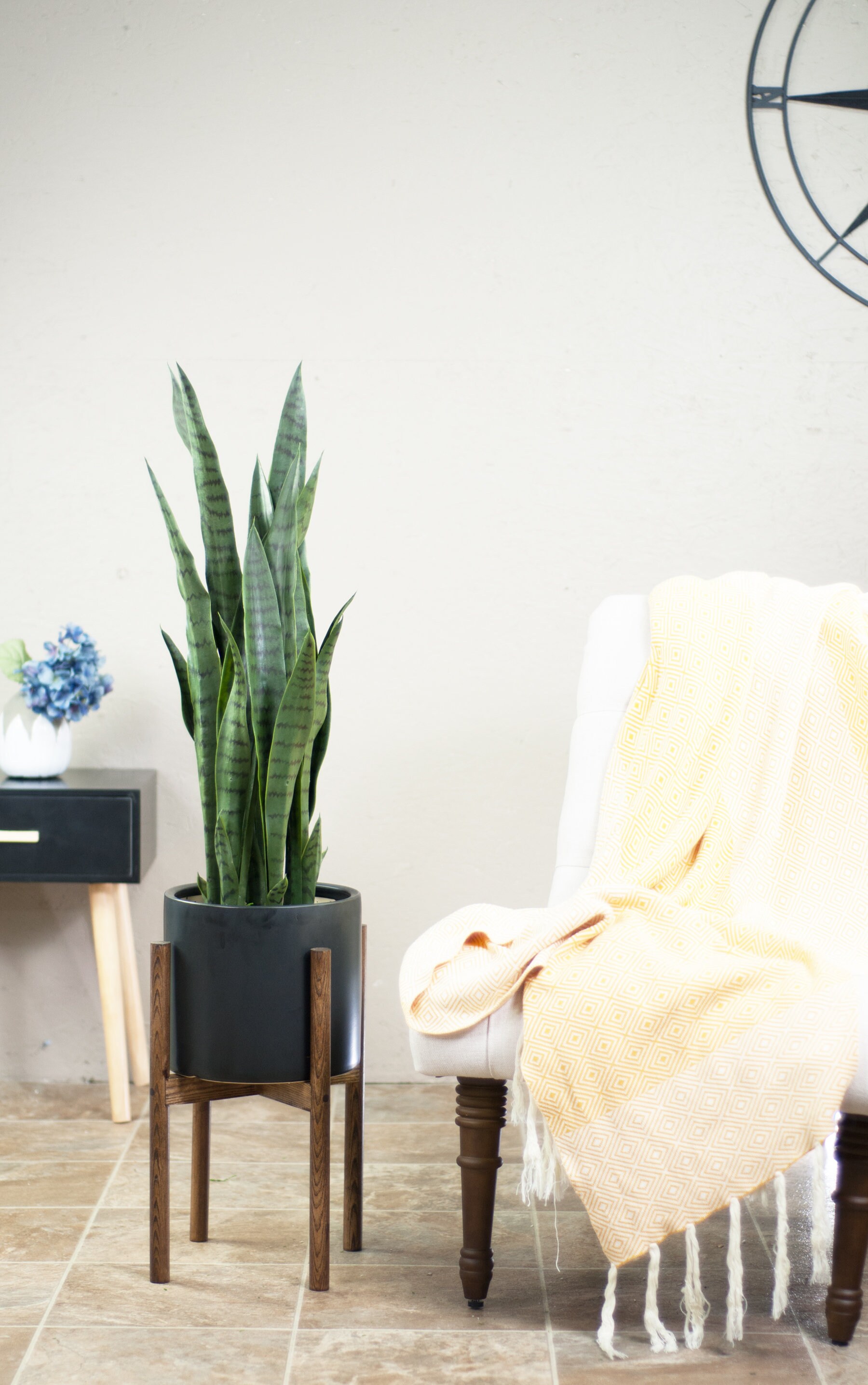 Large Ceramic Planter and StandPlant Stand With pot Black Etsy