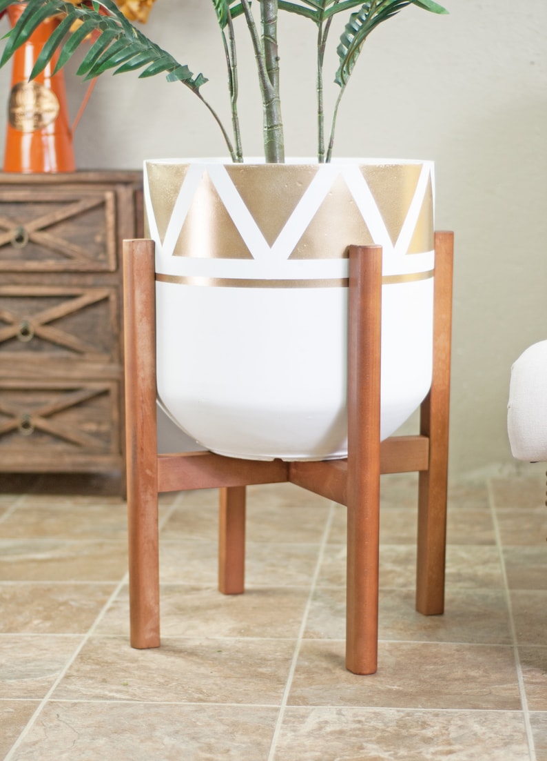 Large Planter Stand/high Square 16 Mid Century Modern Wood Etsy