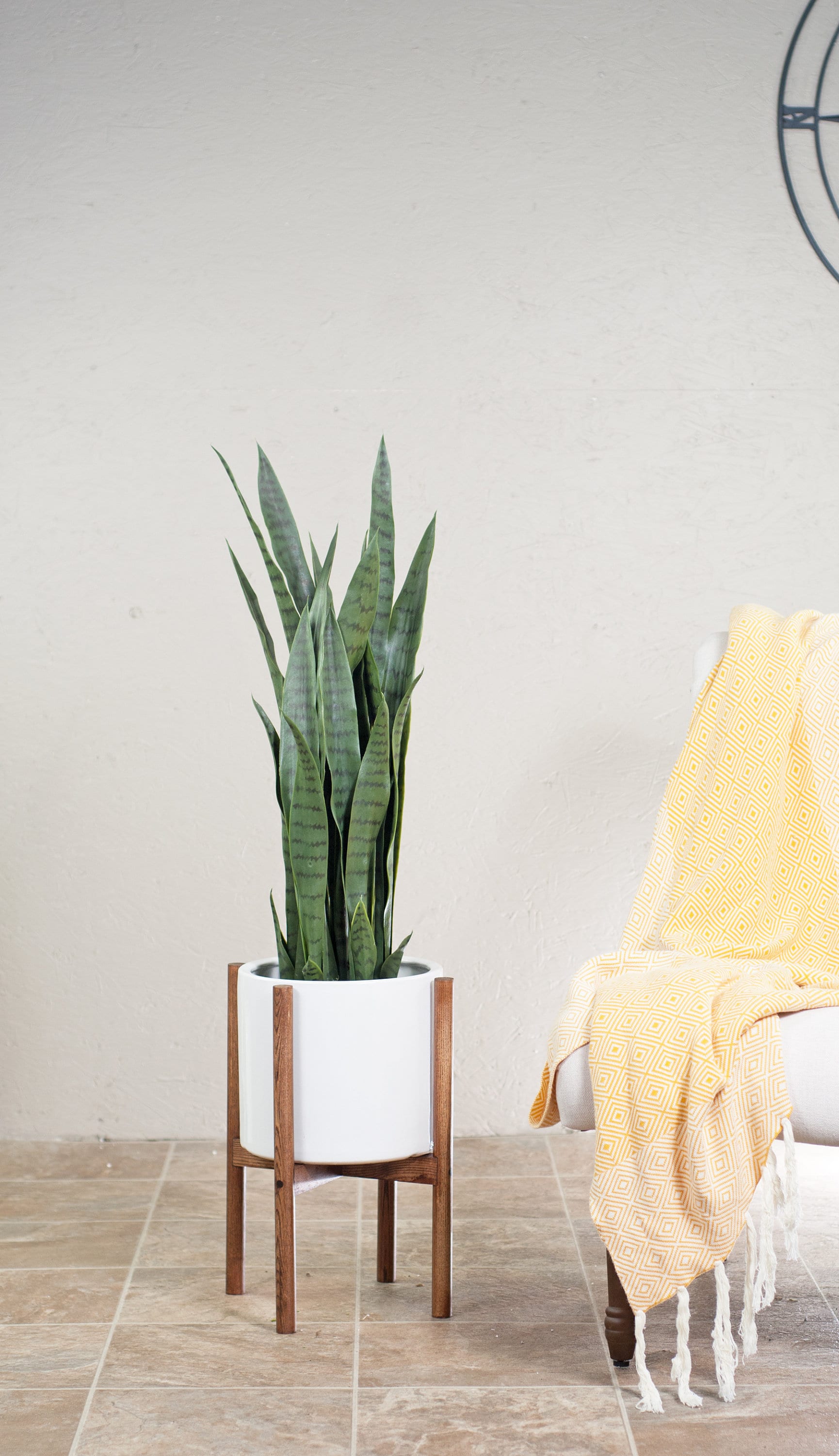 Mid Century Modern Plant Stand - Plant Stand with Pot - 10'' Ceramic Planter - Indoor Planter - Modern Decor - Retro Home Decor Color Honey