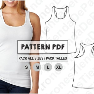 MUSTER Damen-Sport-Tanktop, Schnittmuster, digital bedruckbar, Muster im PDF, alle Größen S bis XL verpackt. Kostenloser Versand