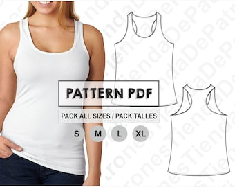 PATTERN Women's Sports Tank Top, Sewing Pattern, Digital Printable, Pattern in PDF, Pack toutes les tailles S à XL. Envoi gratuit