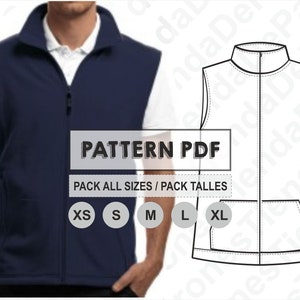 PATTERN Basic Unisex Vest, Sewing Pattern, Digital, Pattern PDF, Pack Size XS - Xl, Instant Download